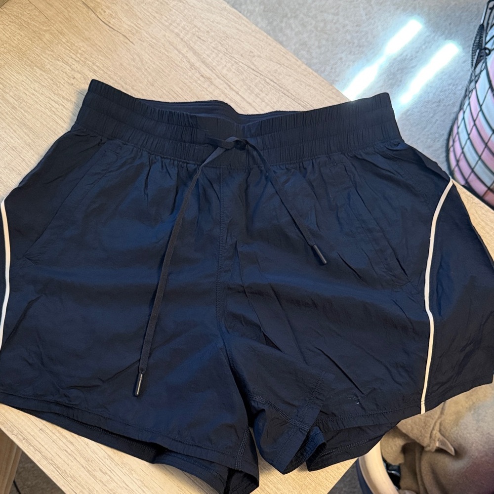 lululemon athletica Navy Athletic Shorts with White Piping